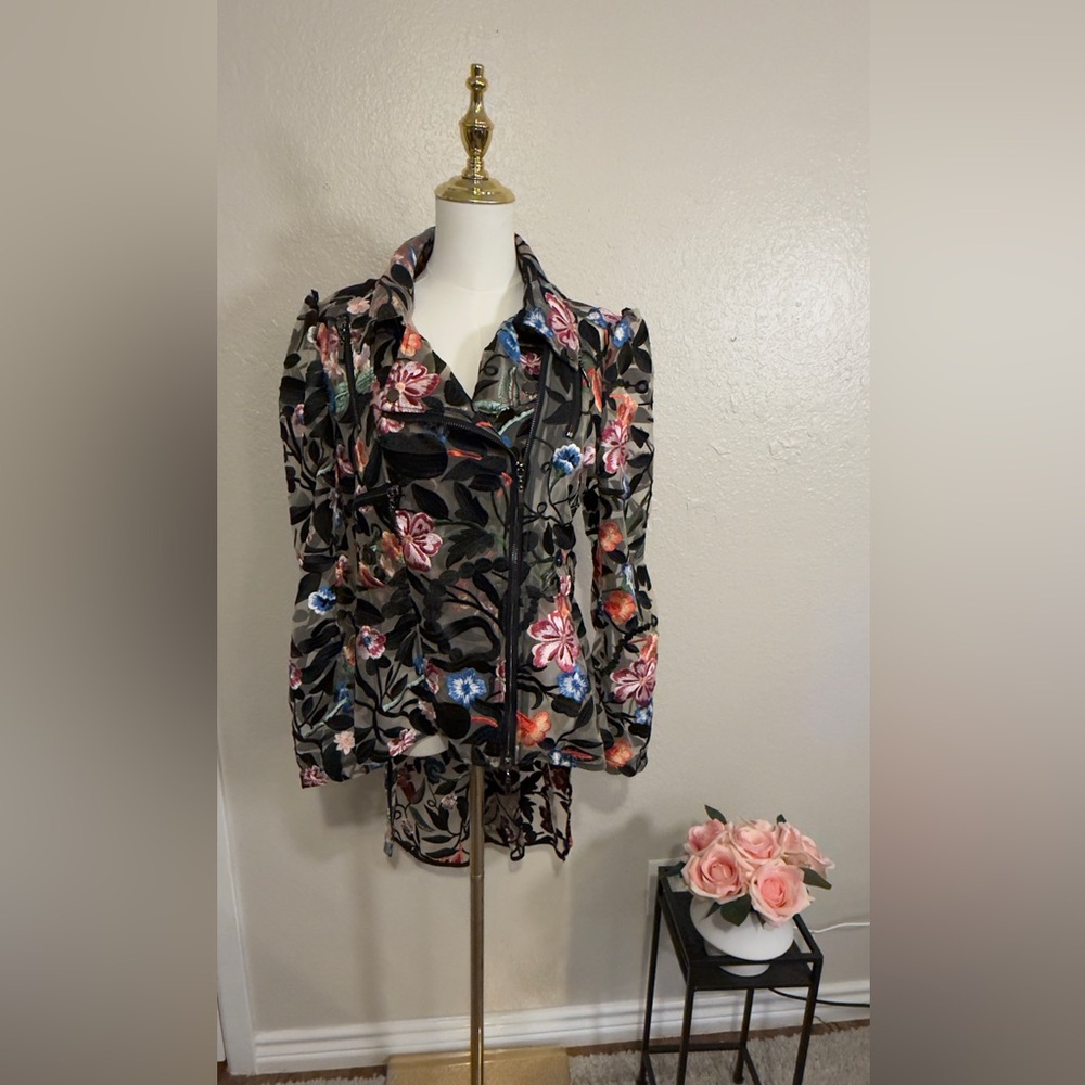 Berek Sheer Jacket with Multicolor Floral Design